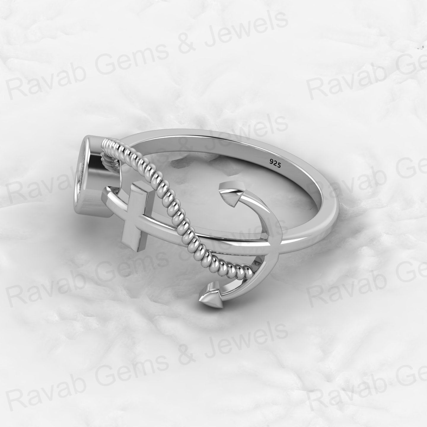 Solid 925 Sterling Silver 6mm Boat Anchor Semi Mount Ring Blank Setting Wedding Band Ashes Resin Jewelry Findings Components