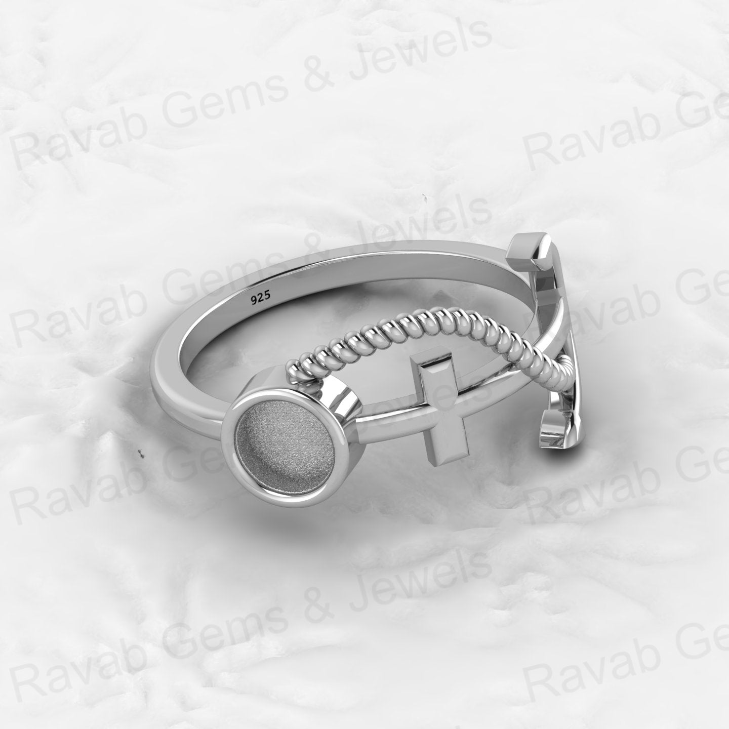 Solid 925 Sterling Silver 6mm Boat Anchor Semi Mount Ring Blank Setting Wedding Band Ashes Resin Jewelry Findings Components
