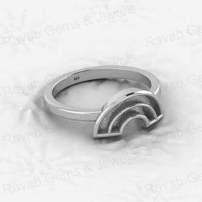 Solid 925 Sterling Silver Arch Rainbow Semi Mount Blank Setting Wedding Ring Good for Ashes & Resin Work Breastmilk Jewelry