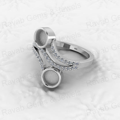 Solid 925 Sterling Silver 5M Circle Semi Mount Wedding Ring Good Ashes Resin Work Breastmilk Jewelry with Breastmilk Jewelry