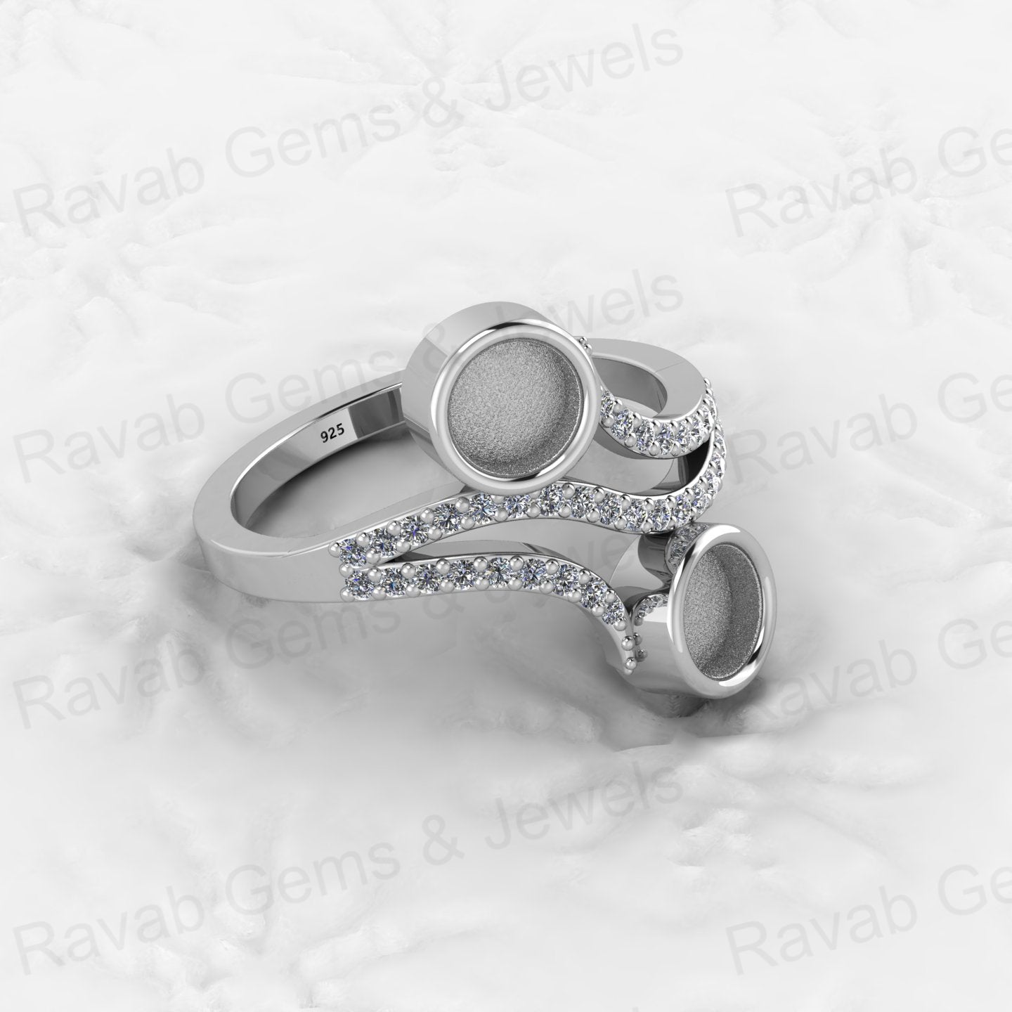 Solid 925 Sterling Silver 5M Circle Semi Mount Wedding Ring Good Ashes Resin Work Breastmilk Jewelry with Breastmilk Jewelry