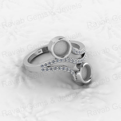 Solid 925 Sterling Silver 5M Circle Semi Mount Wedding Ring Good Ashes Resin Work Breastmilk Jewelry with Breastmilk Jewelry