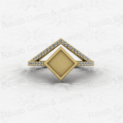 New Design Genuine 925 Silver 6mm Square With Zircon Semi Mount Blank Ring Setting for Ashes & Resin Stone Work Keepsake Jewelry