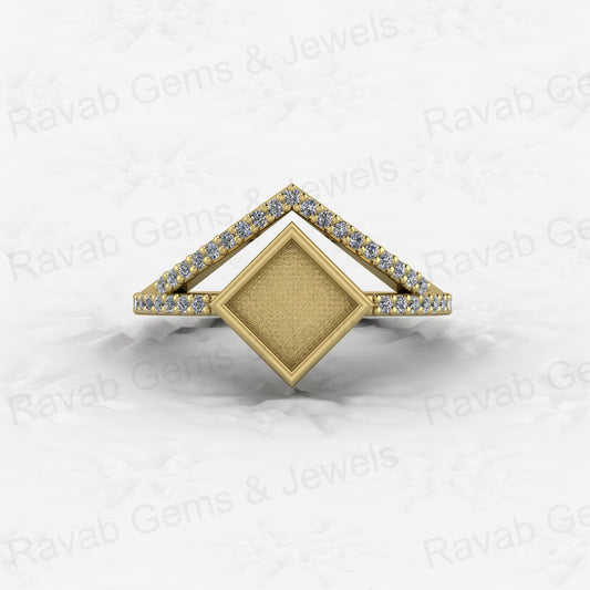 New Design Genuine 925 Silver 6mm Square With Zircon Semi Mount Blank Ring Setting for Ashes & Resin Stone Work Keepsake Jewelry
