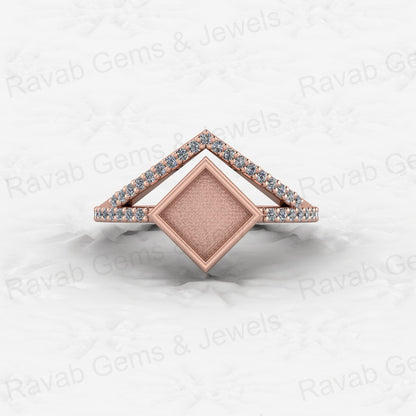 New Design Genuine 925 Silver 6mm Square With Zircon Semi Mount Blank Ring Setting for Ashes & Resin Stone Work Keepsake Jewelry
