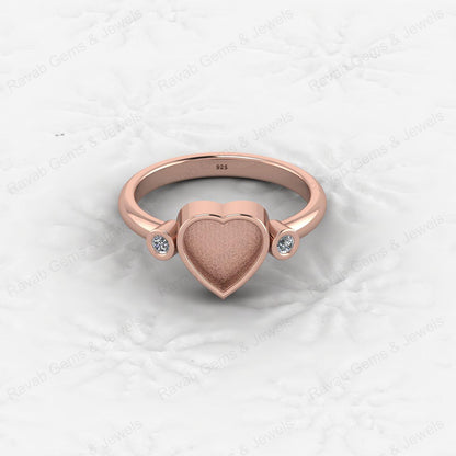 Superb Quality 925 Silver Heart 8x8mm Semi Mount Blank Setting Ring Gemstone Ashes Resin Jewelry Findings Wholesale Supplies