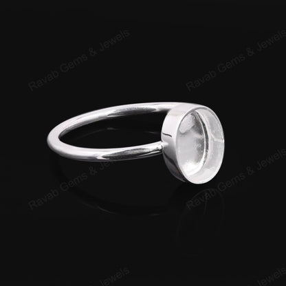 Genuine Solid 925 Sterling Silver 7x9mm Oval Semi-Mount Good For Resin & Ashes Work Fine Tiny Minimalist Breastmilk Jewelry