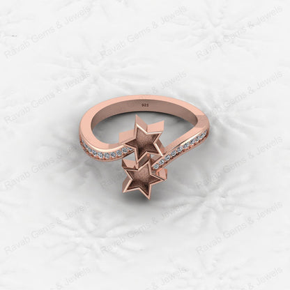 925 Sterling Silver Best Quality Star Design Ring Genuine Semi Mount Blank Setting With Gemstone Jewelry Findings & Components