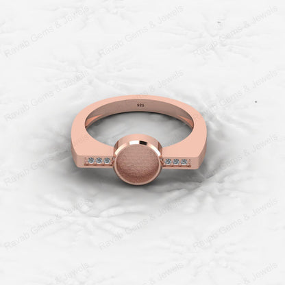 Best Quality 925 Silver Signet Design 7mm Semi Mount Blank Setting Ring for Gemstone Ashes & Resin Jewelry Findings & Components