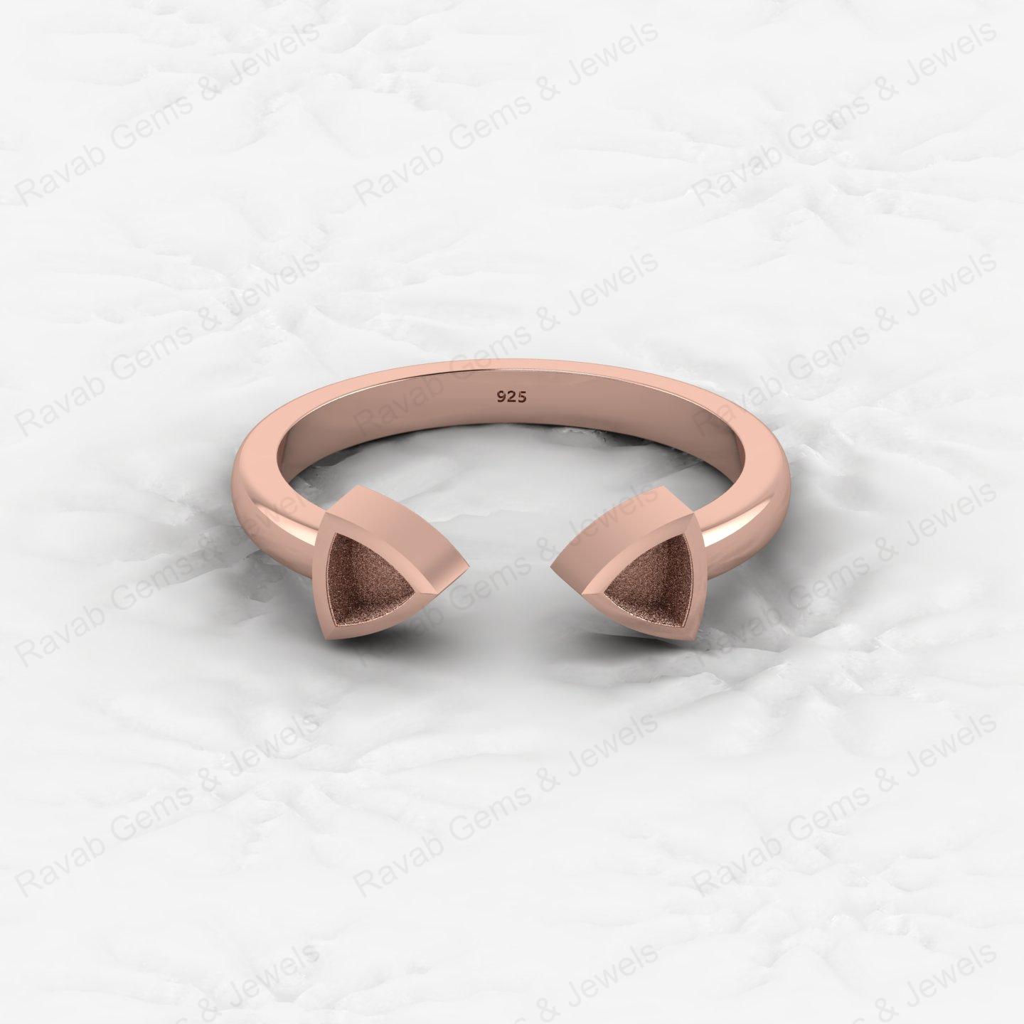 High Quality Genuine 925 Sterling Silver 5mm Trillion Black Setting Ring Handmade Ashes Resin Work Jewelry Finding