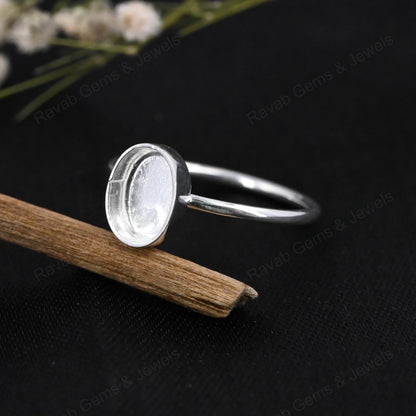 Genuine Solid 925 Sterling Silver 7x9mm Oval Semi-Mount Good For Resin & Ashes Work Fine Tiny Minimalist Breastmilk Jewelry