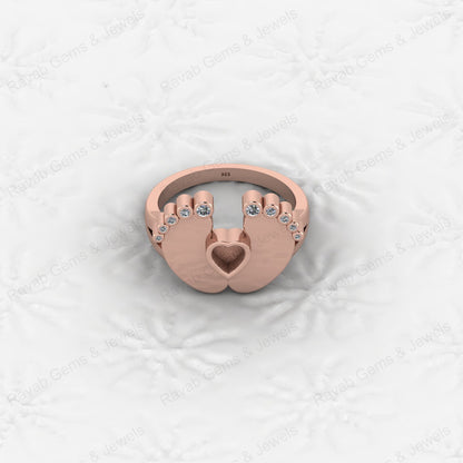 Superb Quality New Baby Born Foot Print 925 Silver Semi Mount Blank Setting Ring for Gemstone Findings & Components Jewelry
