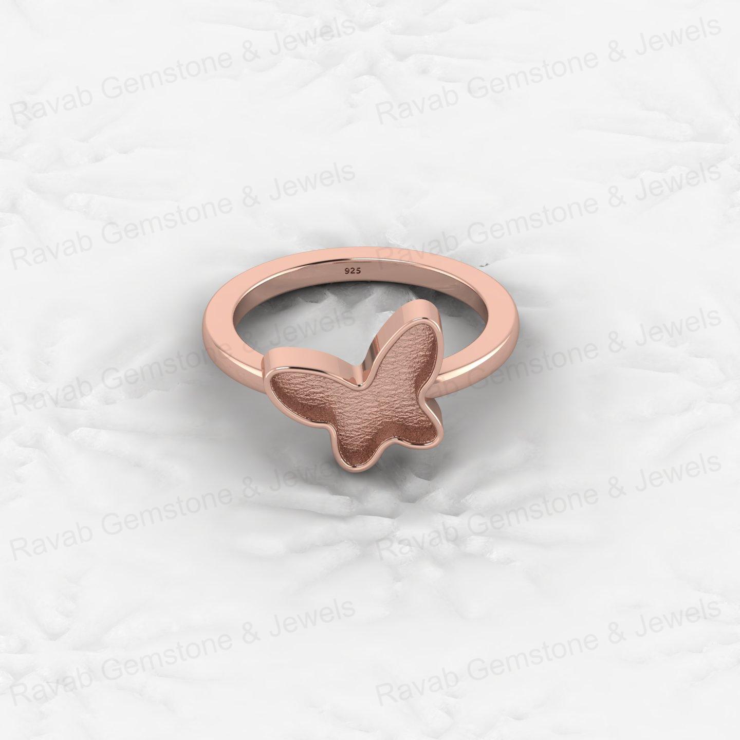 Superb Quality 925 Sterling Silver 11x13mm Fancy Semi Mount Blank Set Butterfly Ring for Breastmilk Keepsake Charming Jewelry