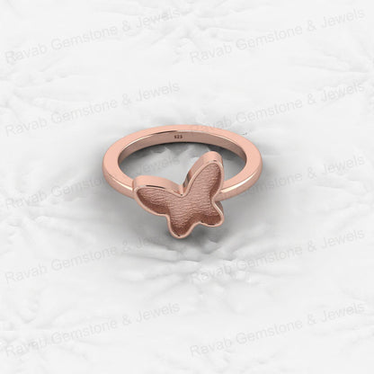 Superb Quality 925 Sterling Silver 11x13mm Fancy Semi Mount Blank Set Butterfly Ring for Breastmilk Keepsake Charming Jewelry