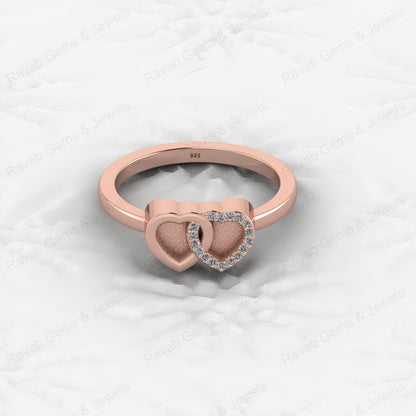 Best Quality 925 Silver Double Heart With CZ 1mm Semi Mount Blank Setting Eternity Ring for Breastmilk Keepsake Fine Jewelry