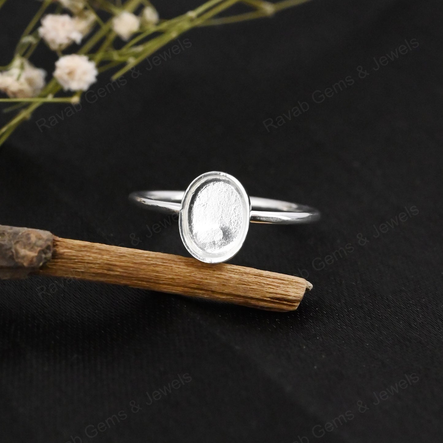 Genuine Solid 925 Sterling Silver 7x9mm Oval Semi-Mount Good For Resin & Ashes Work Fine Tiny Minimalist Breastmilk Jewelry