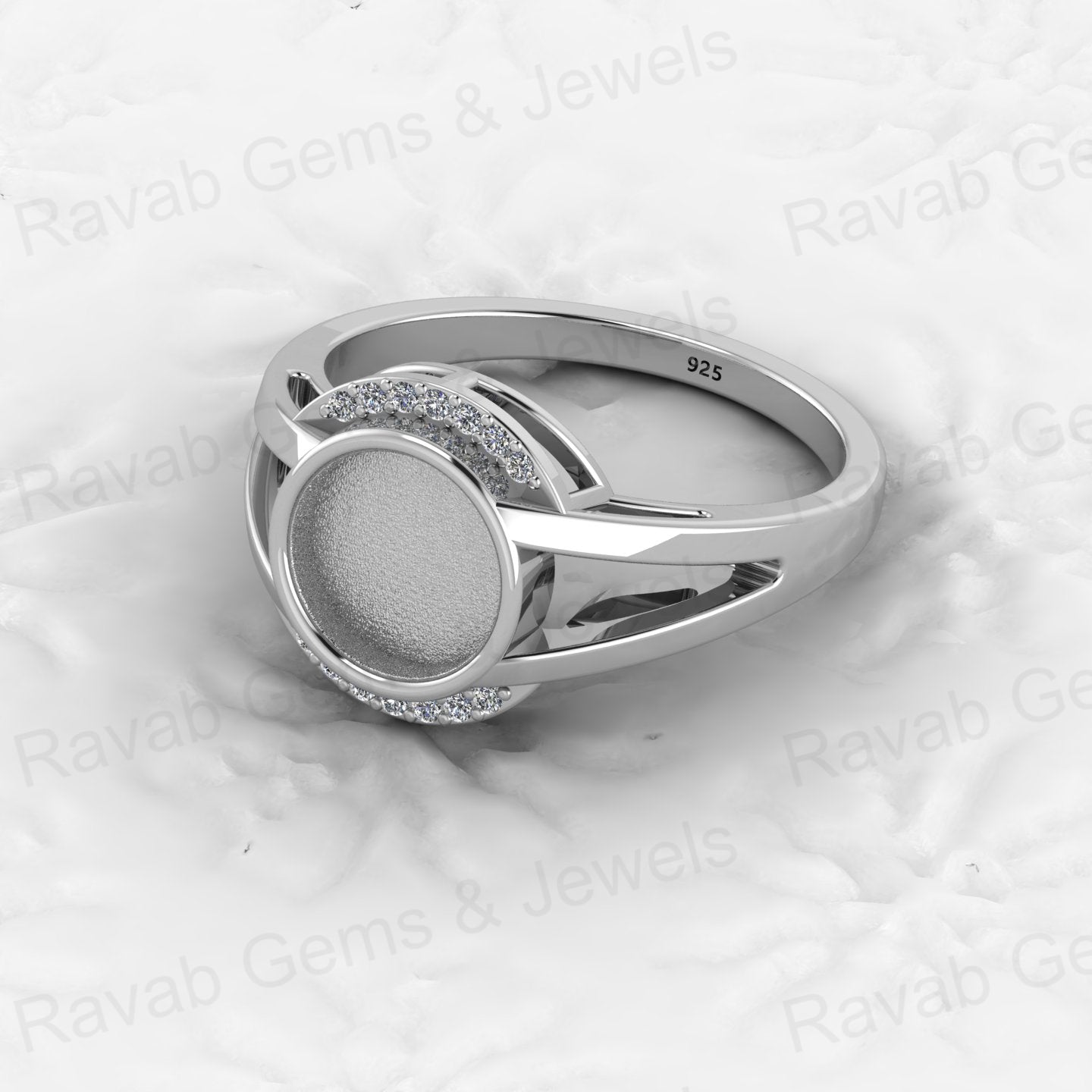 Top Selling Solid 925 Sterling Silver 8mm Round Blank Setting Semi-mount Ring Good for Ashes & Resin Work Breastmilk Jewelry