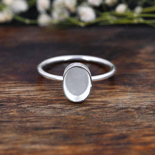 Genuine Solid 925 Sterling Silver 7x9mm Oval Semi-Mount Good For Resin & Ashes Work Fine Tiny Minimalist Breastmilk Jewelry