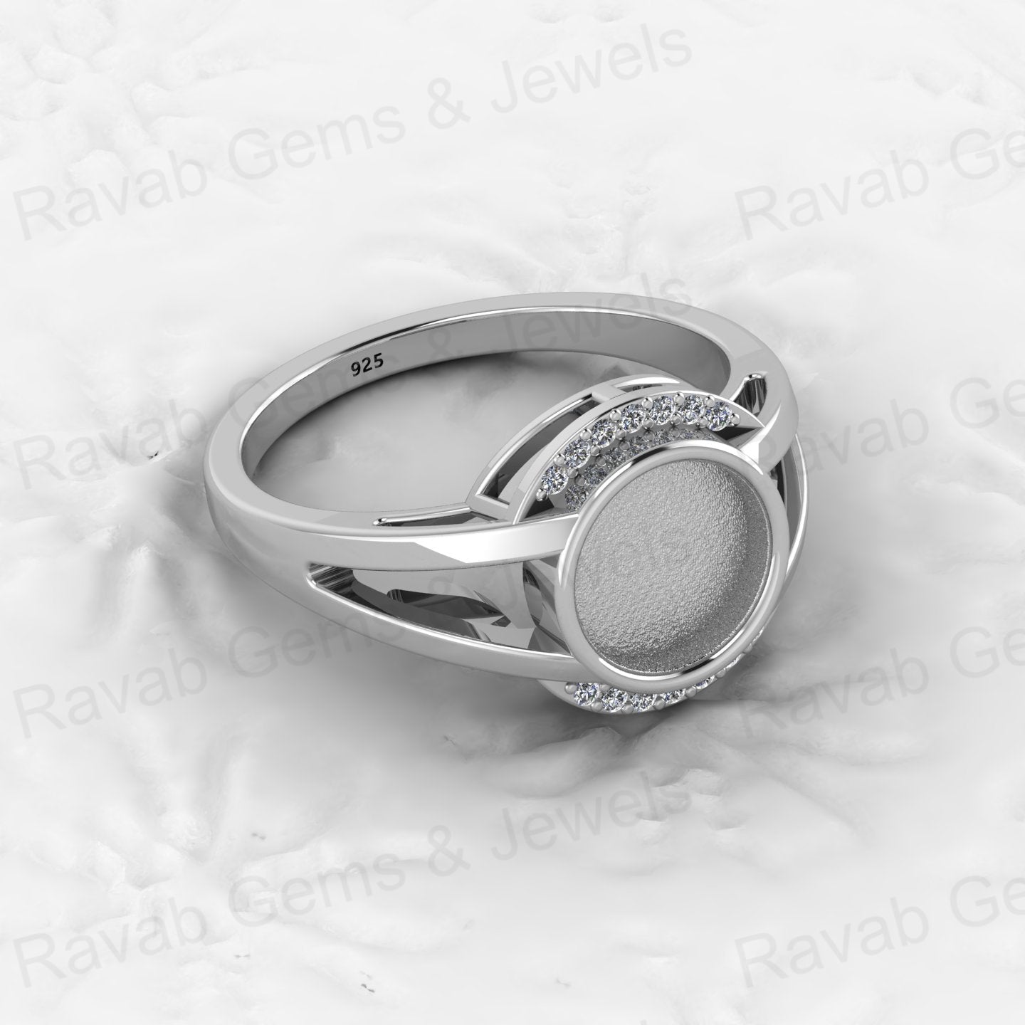 Top Selling Solid 925 Sterling Silver 8mm Round Blank Setting Semi-mount Ring Good for Ashes & Resin Work Breastmilk Jewelry