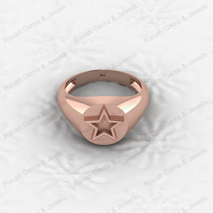 Genuine 925 Sterling Silver Star of David Semi Mount Signet Ring DIY Bezel Setting for Ashes Resin Breastmilk Keepsake Jewelry
