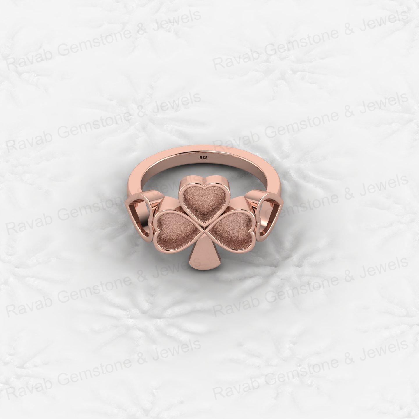 Excellent Quality 925 Sterling Silver 6mm Heart Semi Mount Breastmilk Keepsake Shamrock Clover Ring Jewelry Findings Components