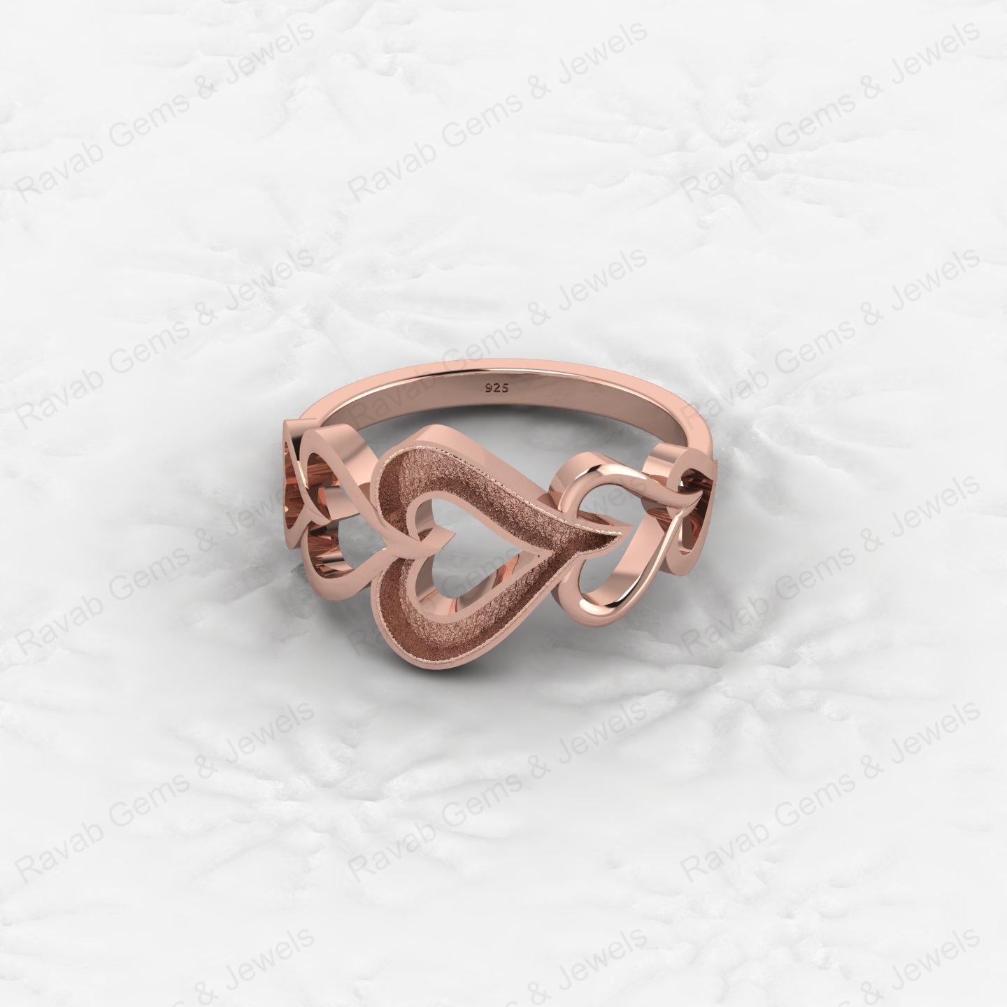 Best Quality 925 Silver 5 Heart Semi Mount Blank Setting Tiny Heart Shape Ring for Breastmilk Keepsake Women Fine Jewelry