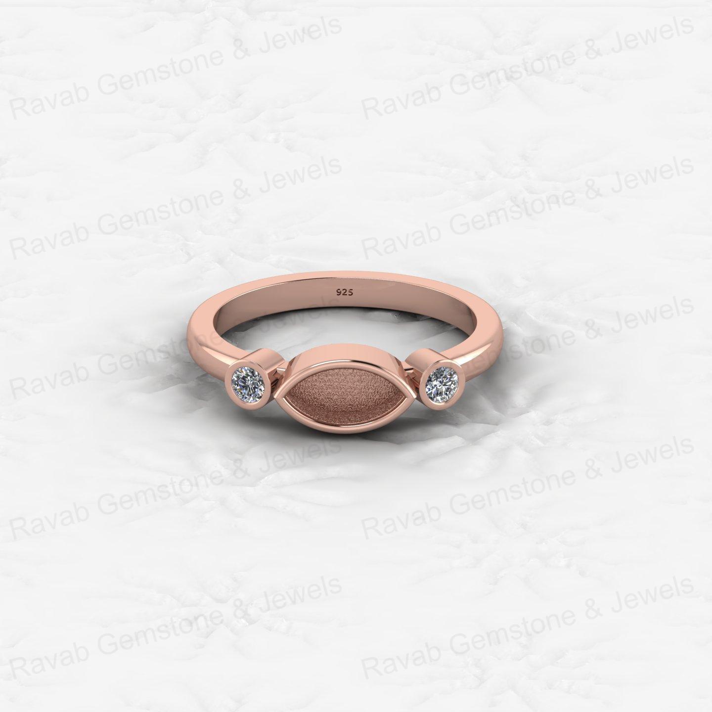 Summer Sale 925 Silver 2x4mm Marquise With CZ 2mm Semi Mount Blank Dainty Ring for Breastmilk Keepsake Fine Jewelry for Women