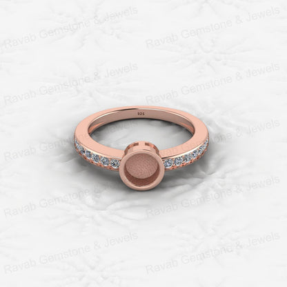 New Arrival 925 Silver 6mm CZ 1.80 Semi Mount Blank Setting Cocktail Band Ring Breastmilk Keepsake Jewelry Findings Components