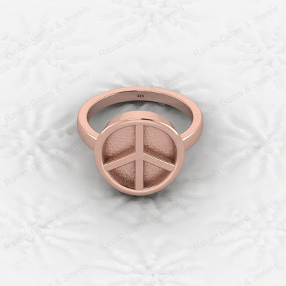 Genuine 925 Silver Peace Symbol Semi Mount Blank Setting Ring for DIY Zodiac Jewelry Resin Ashes Work Keepsake Suppliers