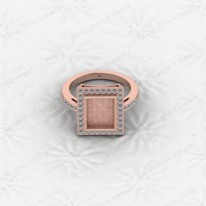 High Quality 925 Silver Rectangle 8x10mm Semi Mount Blank Setting Ring for Gemstone Ashes Resin Jewelry Supply