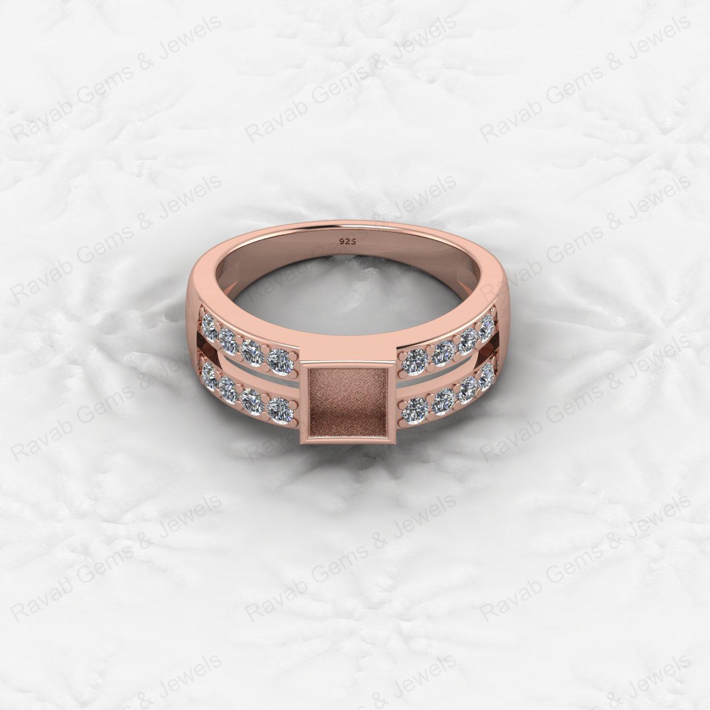 Top Quality 925 Silver 7X7mm Double Band With CZ Semi Mount Blank Setting Ring Good for Resin & Ashes Work Keepsake DIY Jewelry