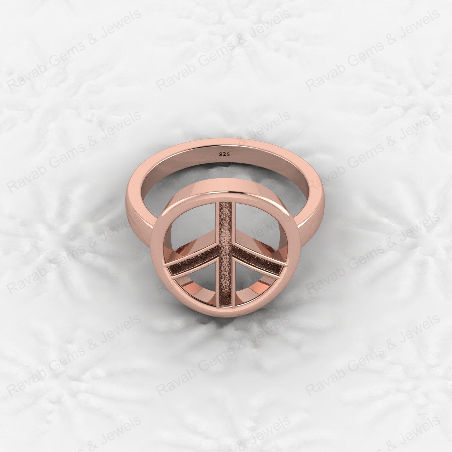 Genuine 925 Silver Peace Symbol Semi Mount Blank Setting Ring for DIY Zodiac Jewelry Resin Ashes Work Keepsake Suppliers