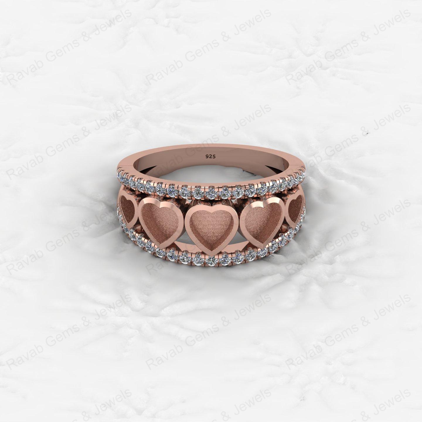 Top Selling 925 Silver Semi Mount Blank Setting Ring Heart 5x5mm Gemstone Ashes Resin Jewelry Findings Premium Components