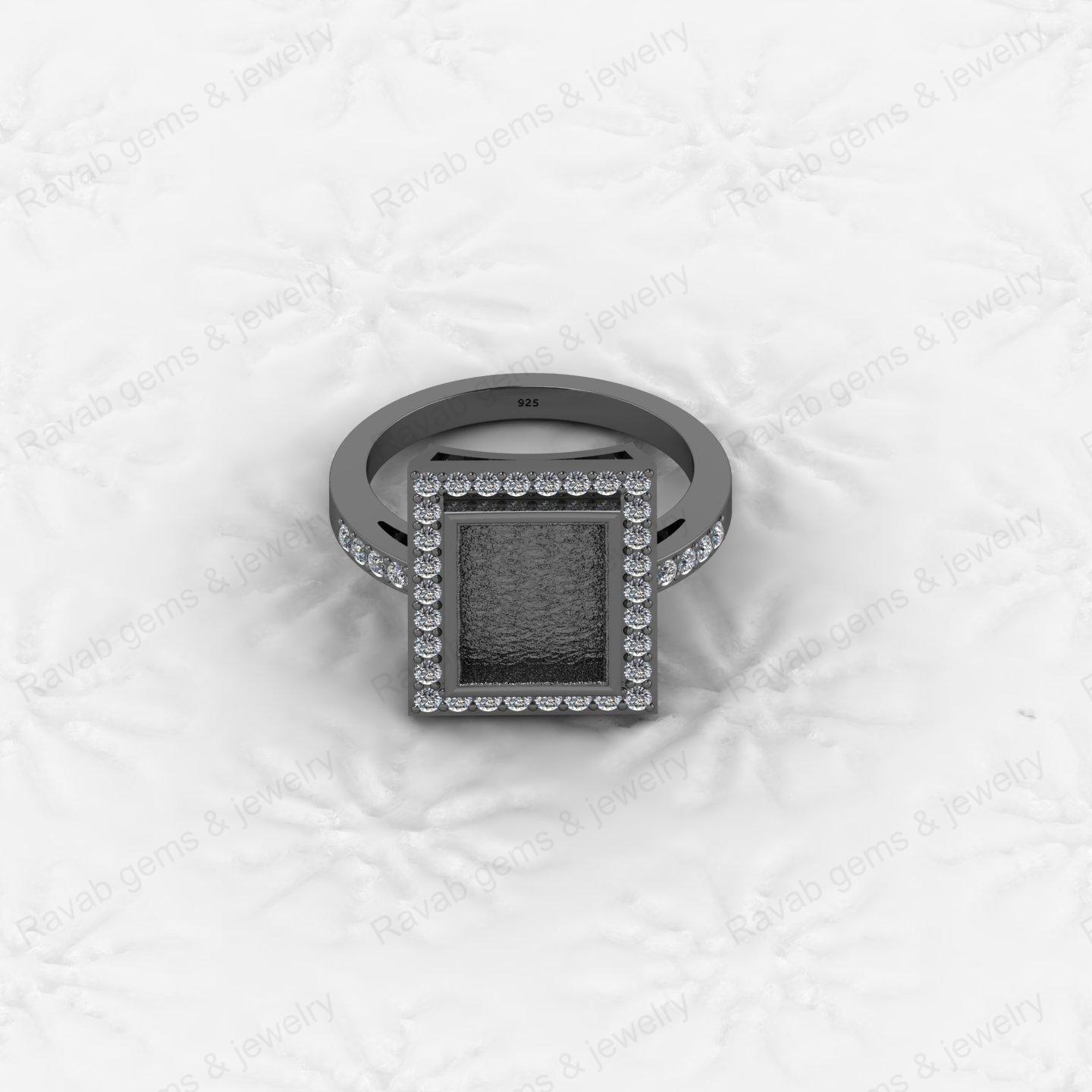 High Quality 925 Silver Rectangle 8x10mm Semi Mount Blank Setting Ring for Gemstone Ashes Resin Jewelry Supply