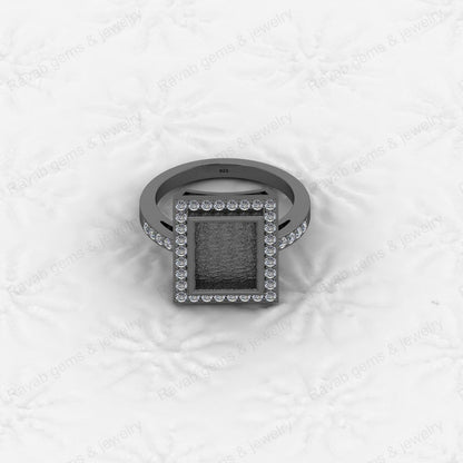 High Quality 925 Silver Rectangle 8x10mm Semi Mount Blank Setting Ring for Gemstone Ashes Resin Jewelry Supply