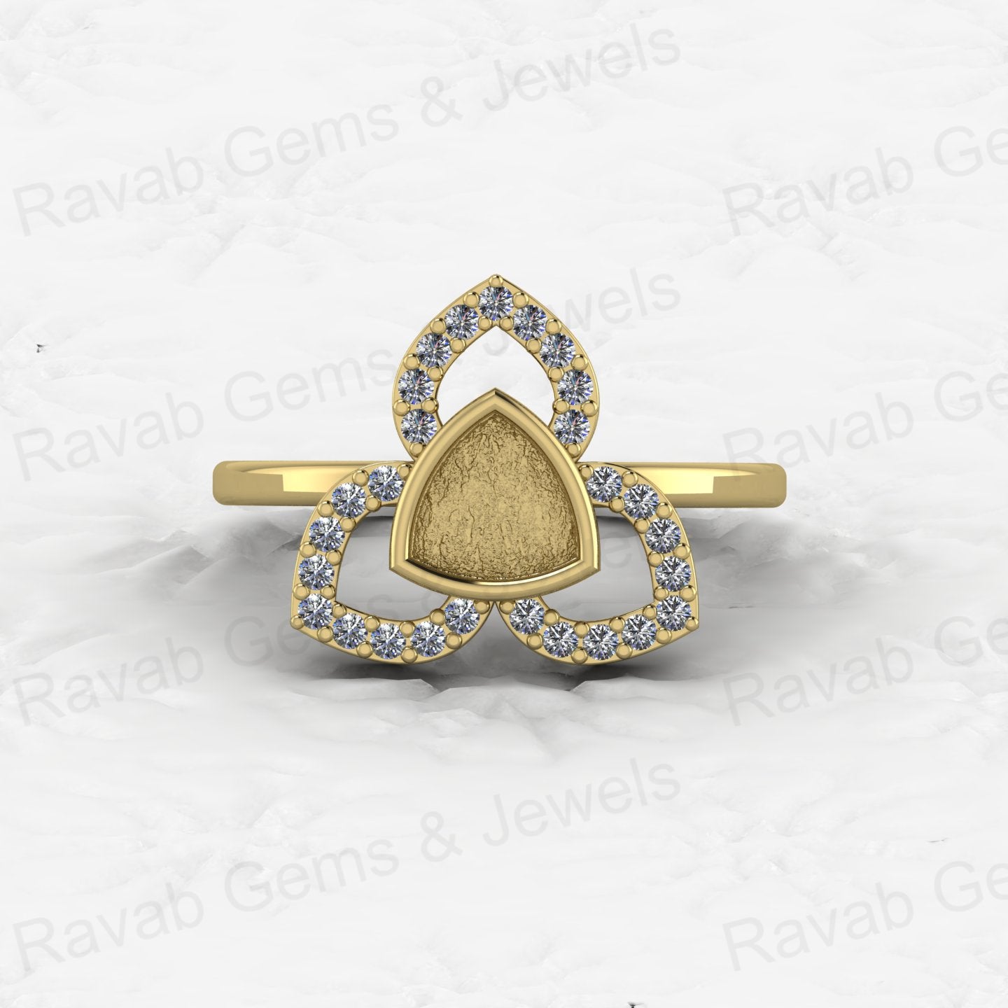Genuine Solid 925 Sterling Silver Clover Trillion Semi Mount Blank Setting Ring Good for Ashes & Resin Work Breastmilk Jewelry