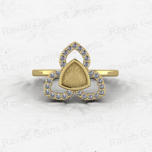 Genuine Solid 925 Sterling Silver Clover Trillion Semi Mount Blank Setting Ring Good for Ashes & Resin Work Breastmilk Jewelry