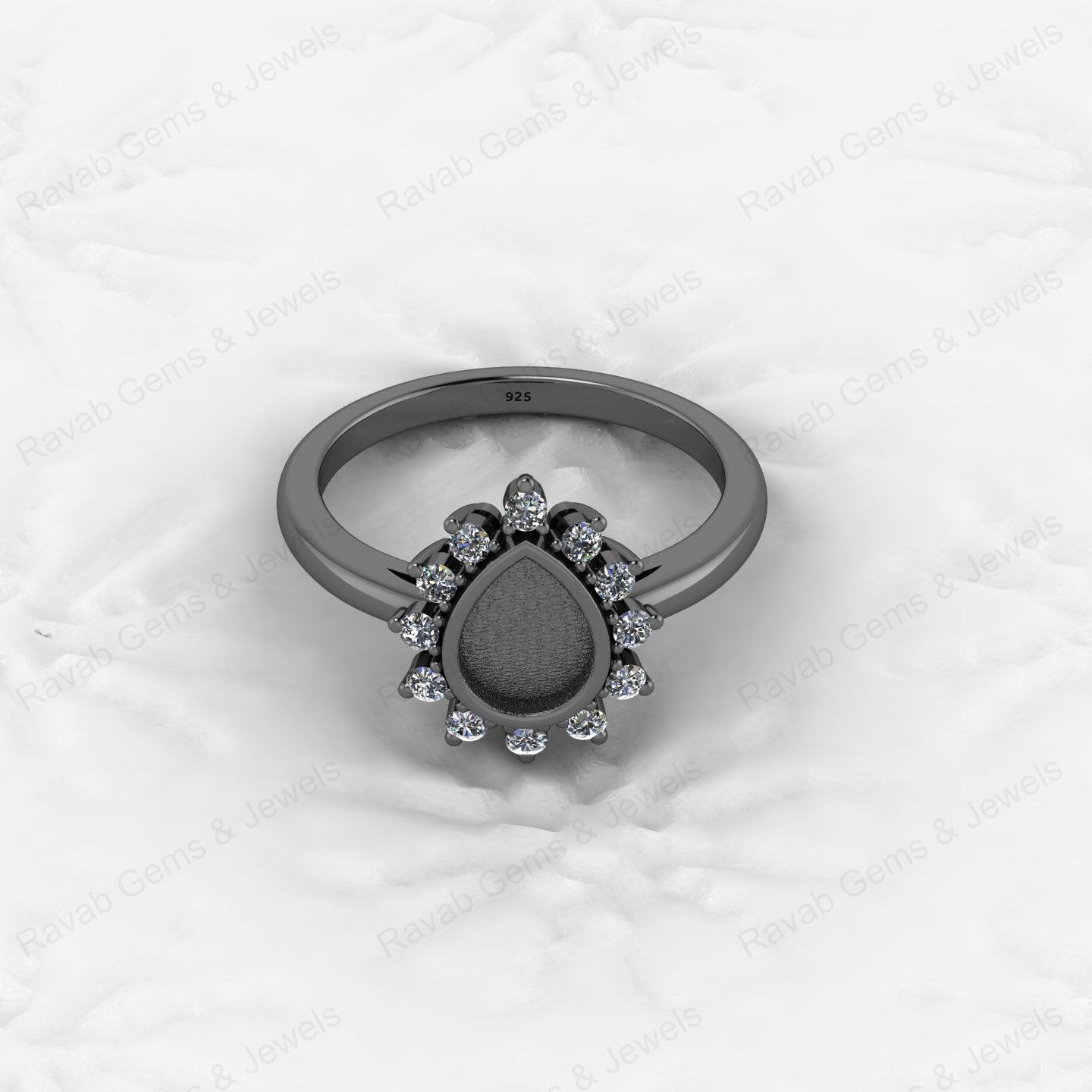 Top Quality 925 Sterling Silver 6x8mm Shape Semi Mount Blank Setting Ring Good for Resin & Ashes Work Keepsake Fine Jewelry