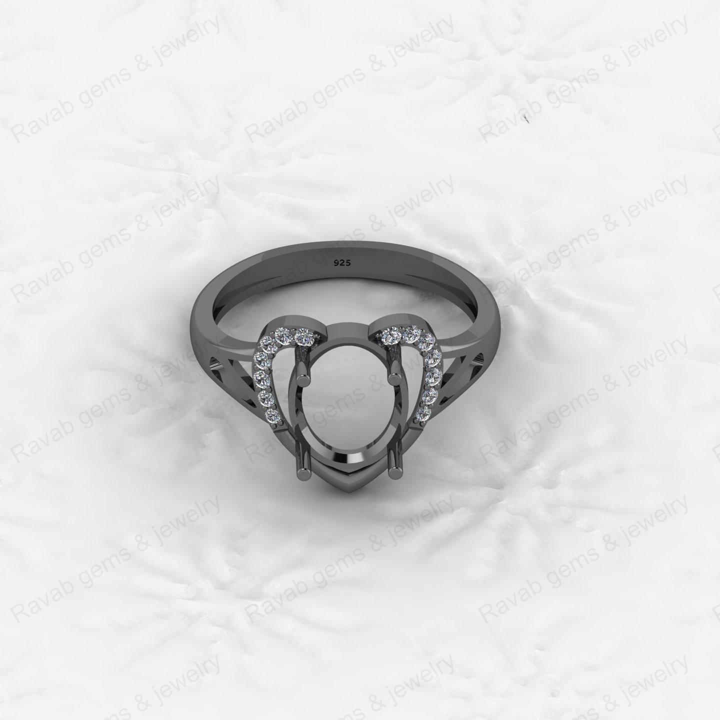 Genuine 925 Silver Pear 6x8mm Semi Mount Prong Blank Setting Ring for Gemstone Ashes & Resin Jewelry Findings & Jewelry Export