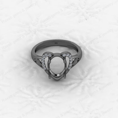 Genuine 925 Silver Pear 6x8mm Semi Mount Prong Blank Setting Ring for Gemstone Ashes & Resin Jewelry Findings & Jewelry Export