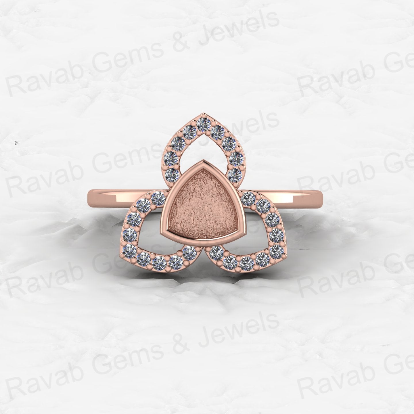 Genuine Solid 925 Sterling Silver Clover Trillion Semi Mount Blank Setting Ring Good for Ashes & Resin Work Breastmilk Jewelry