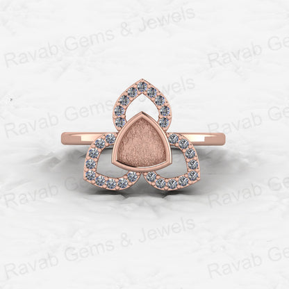 Genuine Solid 925 Sterling Silver Clover Trillion Semi Mount Blank Setting Ring Good for Ashes & Resin Work Breastmilk Jewelry