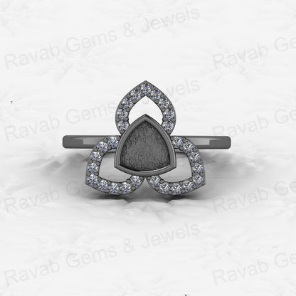 Genuine Solid 925 Sterling Silver Clover Trillion Semi Mount Blank Setting Ring Good for Ashes & Resin Work Breastmilk Jewelry