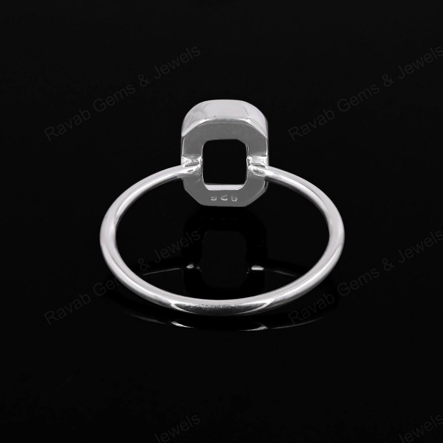 Genuine Solid 925 Sterling Silver Octagon Shape 8x10mm Bezel Setting Semi-Mount Blank Setting Simple Band Fine Ring For Women