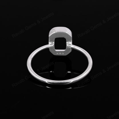Genuine Solid 925 Sterling Silver Octagon Shape 8x10mm Bezel Setting Semi-Mount Blank Setting Simple Band Fine Ring For Women