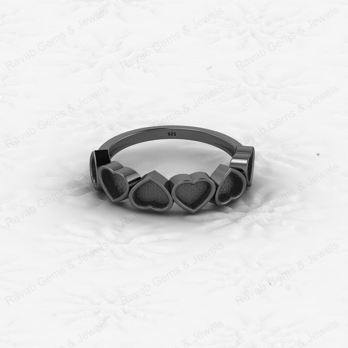High Quality Genuine 925 Sterling Silver 5mm Trillion Black Setting Ring Handmade Ashes Resin Work Jewelry Findings