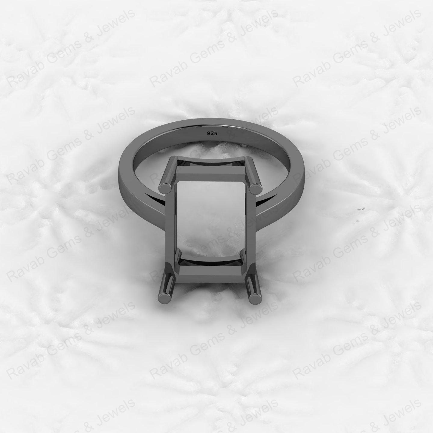 High Quality Genuine 925 Silver 10x14mm Rectangle Shape 4 Prong Settings Good for Gemstone Keepsake Memorial Crafts DIY Jewelry