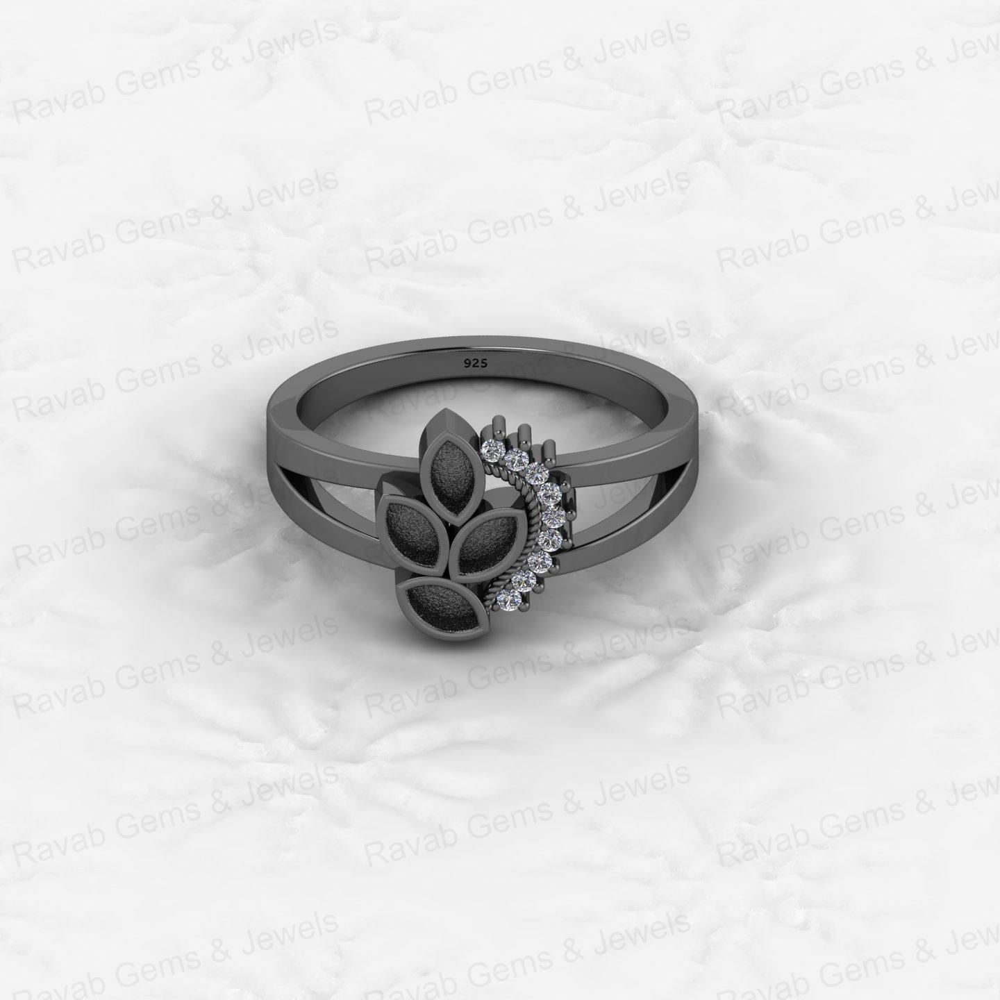 Genuine 925 Silver Marquise Semi Mount Blank Setting Ring 1.20mm CZ Superb Quality Breastmilk Keepsake Jewelry