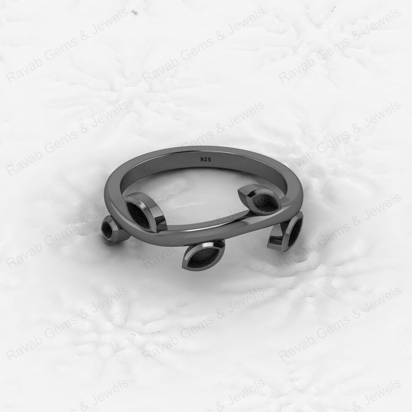 Hot Selling Keepsake Breastmilk DIY Jewelry 925 Silver 2x4mm Marquise Leaf Branch Design Semi Mount Blank Bezel Setting Ring