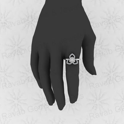 Genuine Solid 925 Sterling Silver Clover Trillion Semi Mount Blank Setting Ring Good for Ashes & Resin Work Breastmilk Jewelry